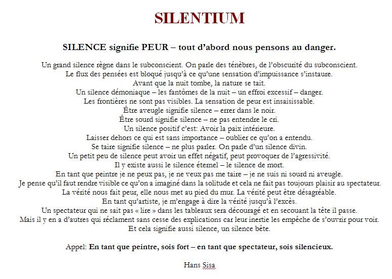 SILENTIUM - Silence signifie Peur